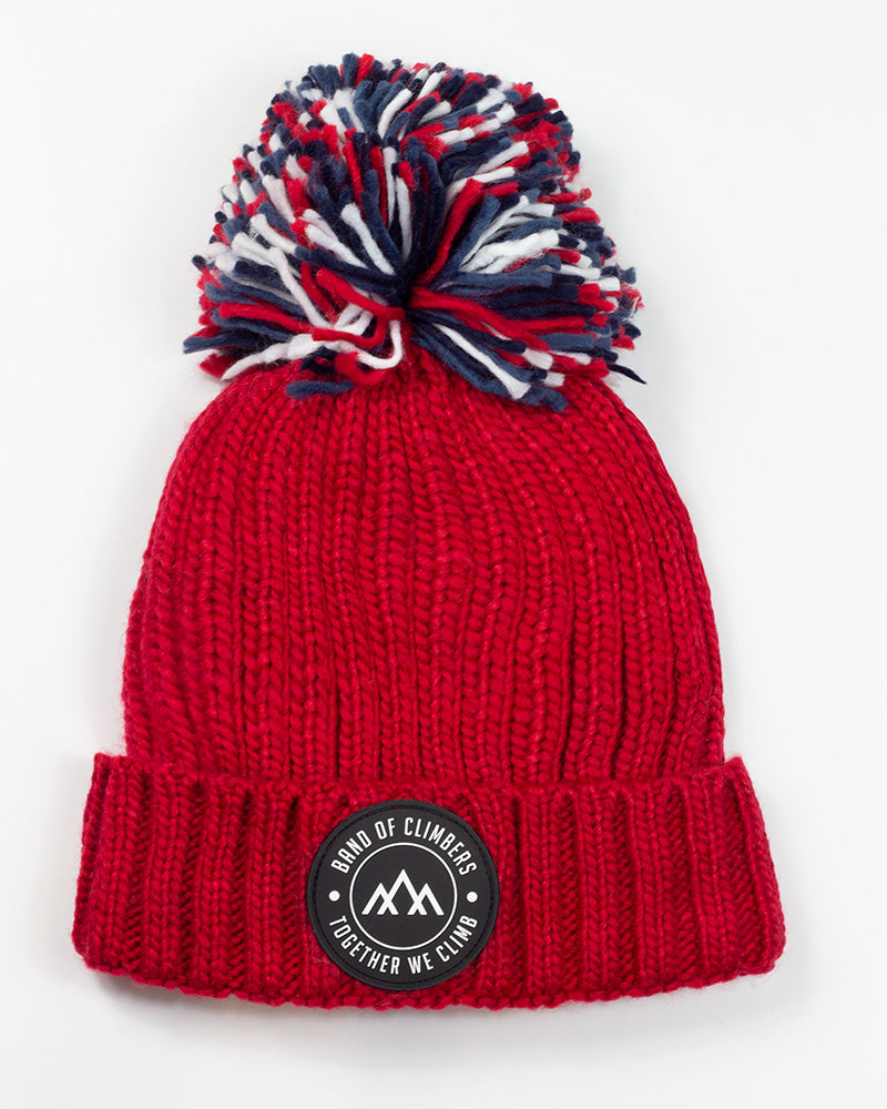 Thermal Knitted Bobble Hat - Red