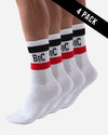 BoC Crew Sock - 4 Pack - White/Red