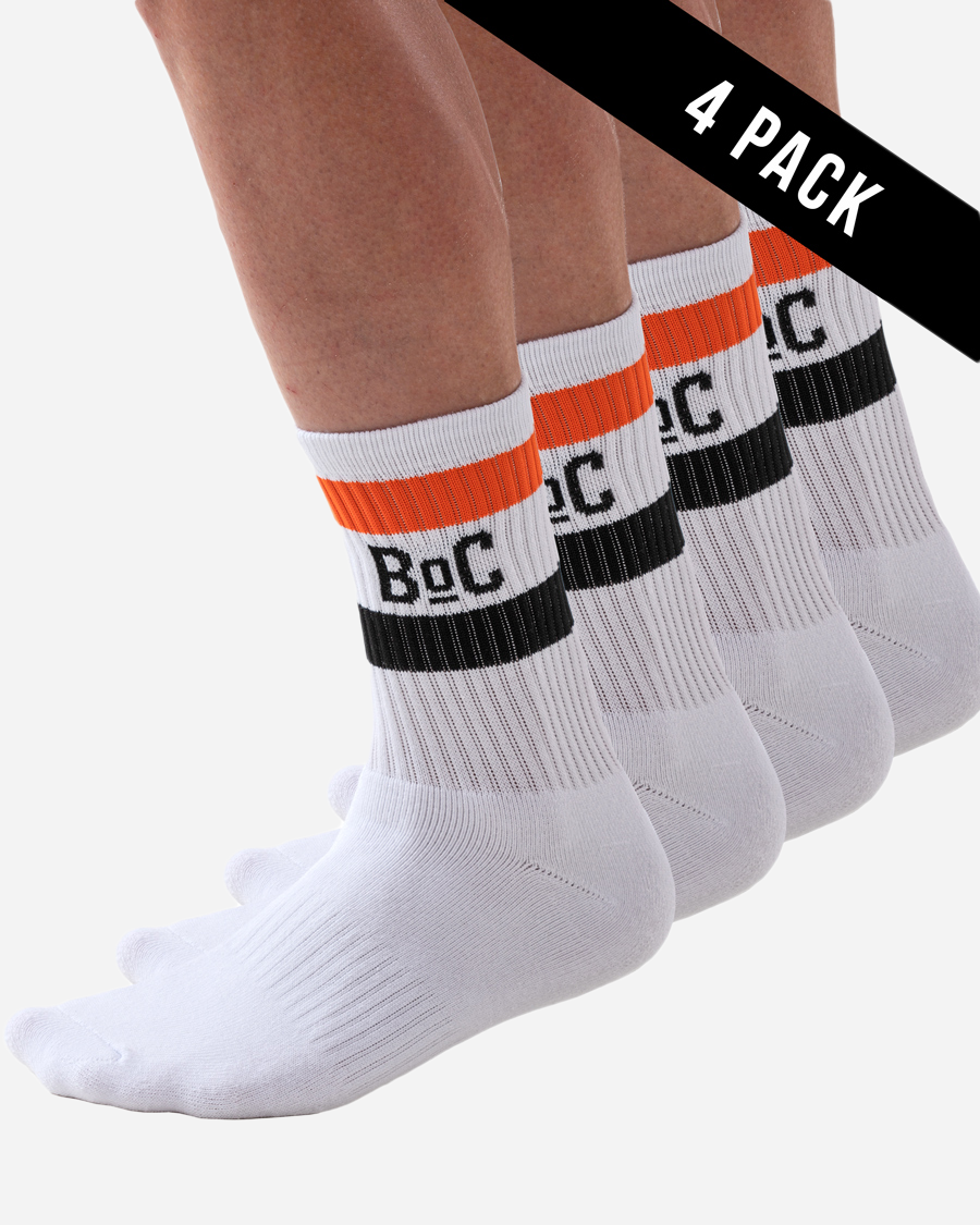 BoC Crew Sock - 4 Pack - White/Orange